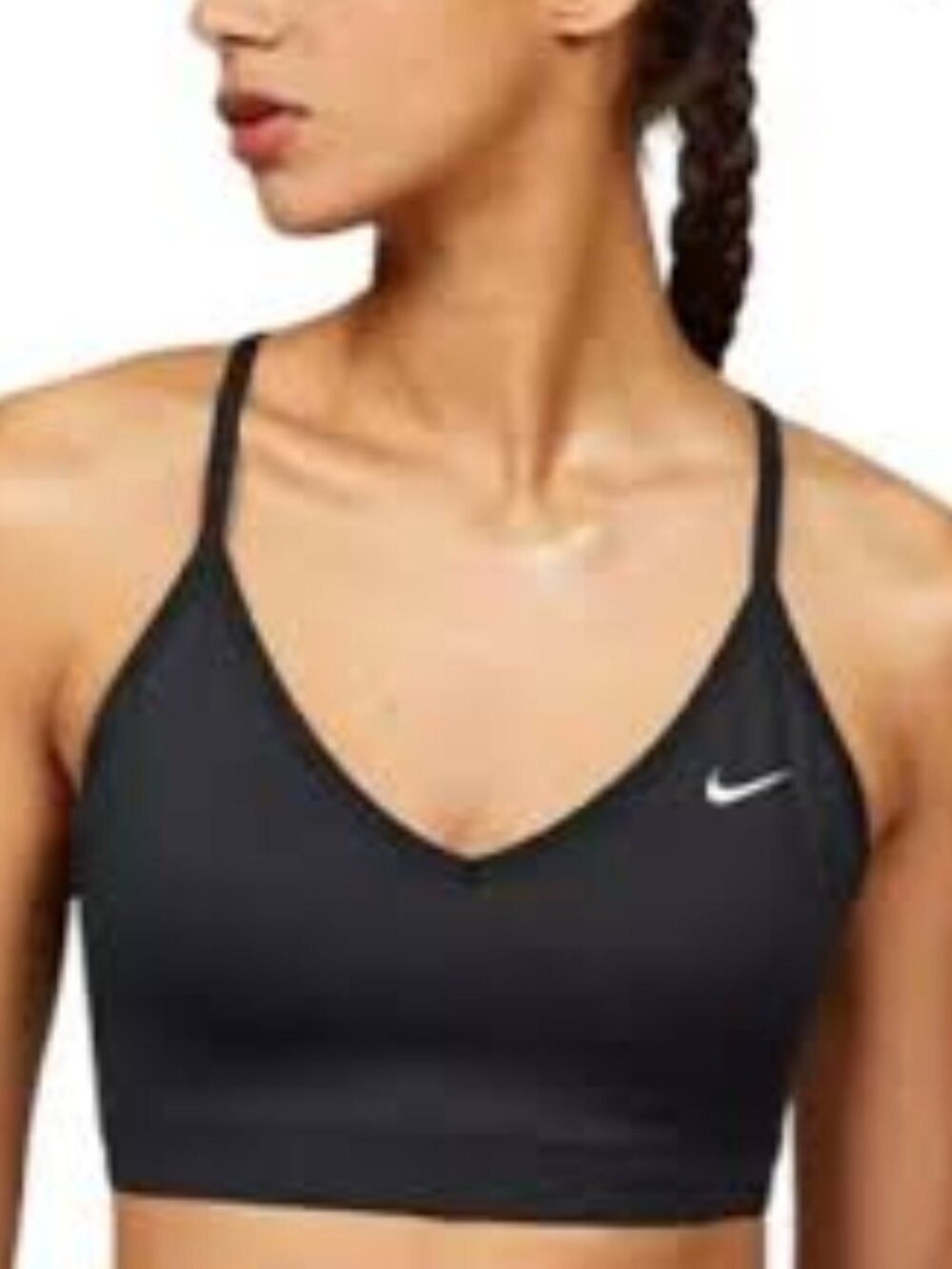 Nike Indy Sports Bra Black V Neck Light Support Strappy Back Small